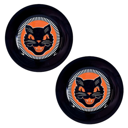 Beistle Vintage Halloween Black Cat Platters, 2ct.